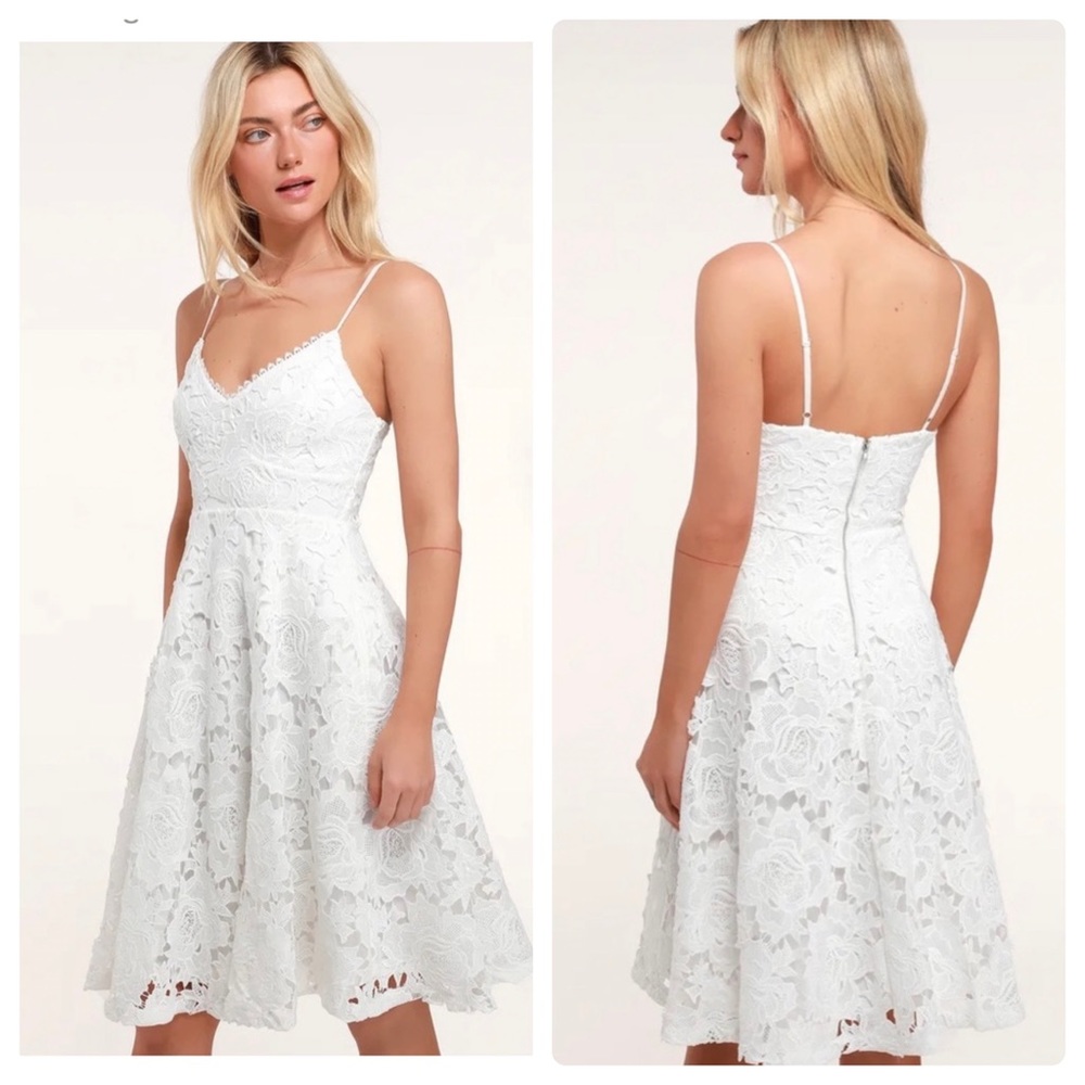 Lulus Nora Lee White Sleeveless Lace Midi Dress With Pockets